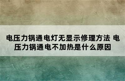 电压力锅通电灯无显示修理方法 电压力锅通电不加热是什么原因